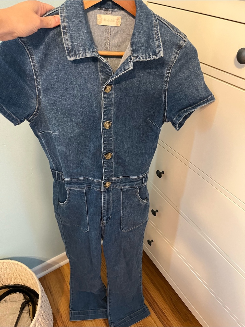 Altar'd State Denim Short-Sleeve One-Piece Jumpsuit - Blue